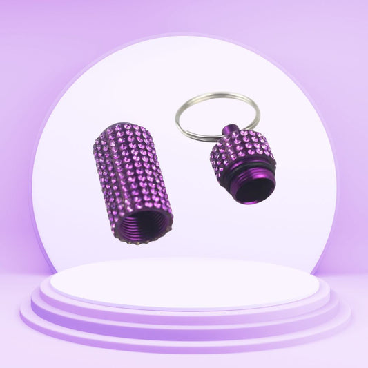 Rhinestone Pill Bottle Keychain