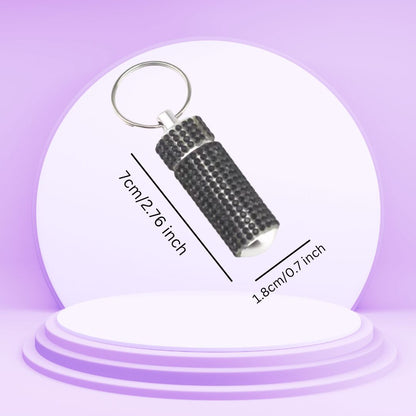 Rhinestone Pill Bottle Keychain